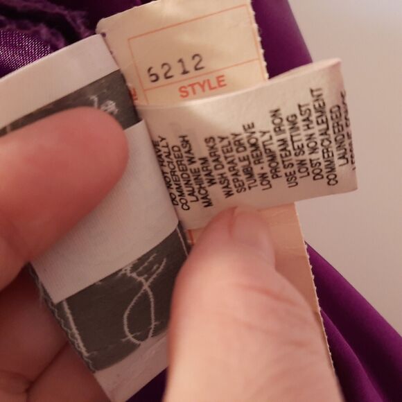 Vtg 7/8 Alfred Angelo Purple Satin Prom Bridesmaid Dress Gown Puff Sleeves USA - Picture 7 of 14